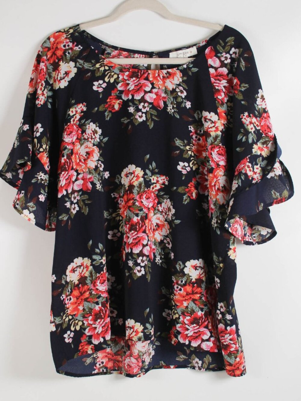 Umgee XL Floral Bell Sleeve Blouse